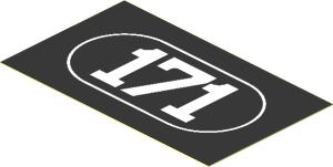 Sticker  1.6 x  2.7 with White "171" on Black