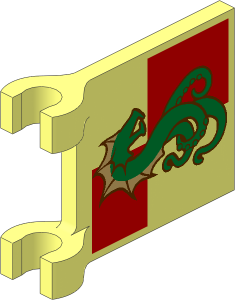 Flag  2 x  2 Square with Sea Monster on Red Quarters Pattern