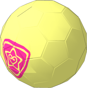 Minifig Soccer Ball with Two Magenta Outlined Heart and Star Pattern