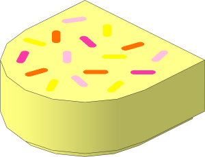 Tile  1 x  1 with Rounded End with Bright Pink, Magenta, Orange and Yellow Sprinkles Pattern