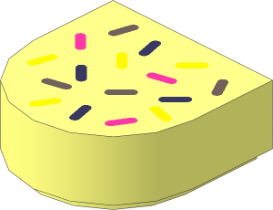 Tile  1 x  1 with Rounded End with Coral, Light Aqua, Magenta and Yellow Sprinkles Pattern
