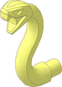 Animal Snake Head with Open Mouth, Fangs and Curved Neck with Bar