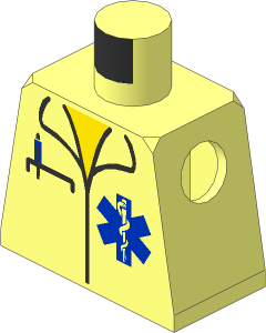 Minifig Torso with Hospital EMT Star of Life, Open Collar, Pocket Pen Pattern