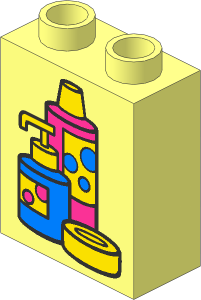 Duplo Brick  1 x  2 x  2 with Shampoo and Soap Containers Pattern