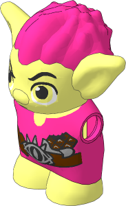 Figure Elves Goblin Body and Head with Magenta Hair and Tunic with Utility Belt, Pouch and Candy Bar Pattern