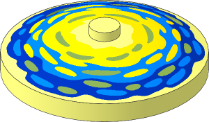 Dish  4 x  4 Inverted with Yellow Brushstrokes on Blue Background Pattern