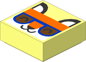 Tile  1 x  1 with Orange Fox Head, Closed Eyes and Blue and Medium Azure Glasses Pattern