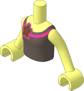 Figure Friends Girl Torso with Arms with Light Aqua Vest Top with Flower Pattern