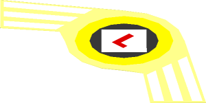 Sticker  2.6 x  5.9 with White Stripes and Red "L" in White/Black/Yellow Logo
