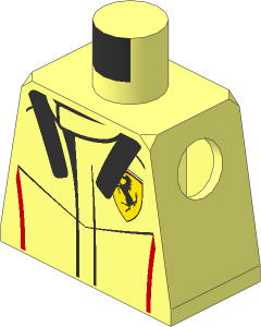 Minifig Torso with Race Suit with Ferrari FXXK Logos Pattern
