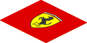 Sticker  3.4 x  3.8 with Ferrari Logo on Red Background