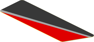 Sticker  0.8 x  2.5 with Black Trapezoid on Red Background Left