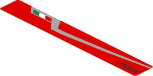 Sticker  0.8 x  5.8 with FXXK Logo, Tricolor Flag and Grey Stripe on Red Background Left