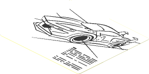 Sticker  3.4 x  3.8 with Car on White Background