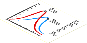 Sticker  2.9 x  3.4 with Blue and Red Curves on White Background