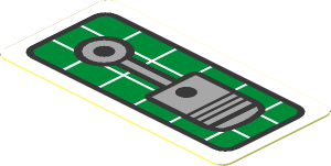 Sticker  0.9 x  1.8 with Grey Piston on Green Background