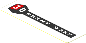 Sticker  0.8 x  2.8 with "3D Print 9217" in Black on White Background