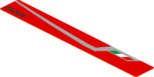 Sticker  0.8 x  5.8 with FXXK Logo, Tricolor Flag and Grey Stripe on Red Background Right