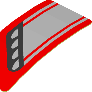 Sticker  0.8 x  1.6 with Black and Grey Headlamp on Red Background Right (Formed)