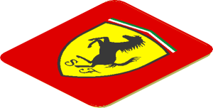 Sticker  0.9 x  0.8 with Ferrari Rounded Badge on Red Background