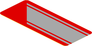 Sticker  0.8 x  1.9 with Grey Stripes on Red Background Right