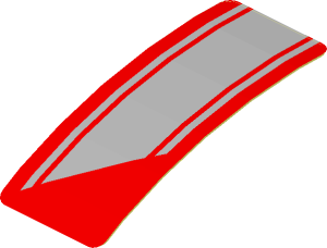 Sticker  0.8 x  1.9 with Grey Stripes on Red Background Right (Formed)
