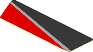 Sticker  0.8 x  2.5 with Black Trapezoid on Red Background Right