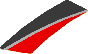 Sticker  0.8 x  2.5 with Black Trapezoid on Red Background Right (Formed)