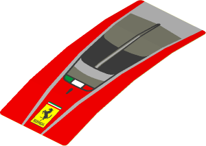 Sticker  4.0 x  1.8 with Ferrari Rectangular Badge and Black Air Vent on Red Background (Formed) (Needs Work)