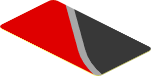 Sticker  1.0 x  1.8 with Black Trapezoid on Red Background Right