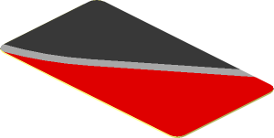 Sticker  1.0 x  1.8 with Black Trapezoid on Red Background Left