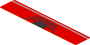 Sticker  0.8 x  4.1 with Black Air Vent on Red Background (Needs Work)
