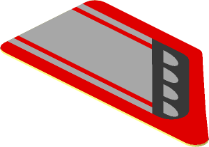 Sticker  0.8 x  1.6 with Black and Grey Headlamp on Red Background Left