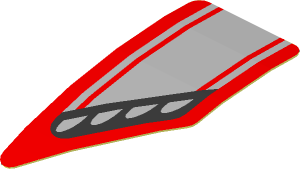 Sticker  0.8 x  1.6 with Black and Grey Headlamp on Red Background Left (Formed)