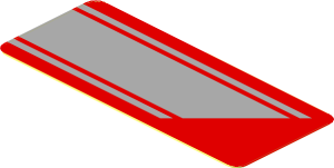 Sticker  0.8 x  1.9 with Grey Stripes on Red Background Left