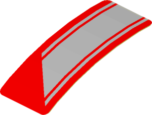 Sticker  0.8 x  1.9 with Grey Stripes on Red Background Left (Formed)