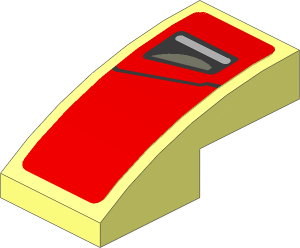 Slope Brick Curved  2 x  1 with Taillamp on Red Background Right Sticker