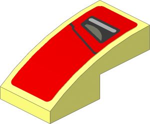 Slope Brick Curved  2 x  1 with Taillamp on Red Background Left Sticker