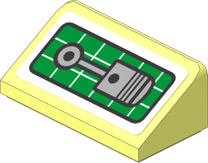 Slope Brick 31  1 x  2 x  0.667 with Grey Piston on Green Background Sticker