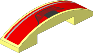 Slope Brick Curved  4 x  1 Double with Black Air Vent on Red Background Sticker