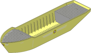 Boat Hull Floating 51 x 12 with V-shaped Stern with Light Grey Decks with "L" Logo and White "4030" Sticker