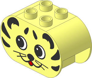 Duplo Brick  2 x  4 x  2 with Rounded Ends with Tiger Face Pattern