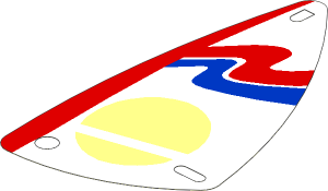 Sail  6 x 12 Triangular with Red and Blue Wavy Stripes Pattern