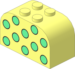 Brick  2 x  4 x  2 with Curved Top with Ten Light Green Dots Pattern