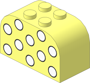 Brick  2 x  4 x  2 with Curved Top with Ten White Dots Pattern