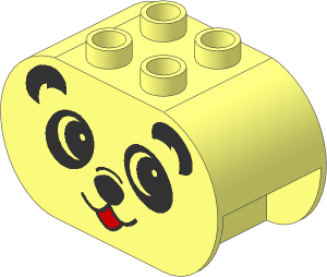 Duplo Brick  2 x  4 x  2 with Rounded Ends with Panda Face Coloured Pattern