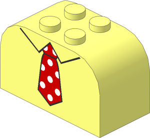 Brick  2 x  4 x  2 with Curved Top with Red Tie and White Dots Pattern