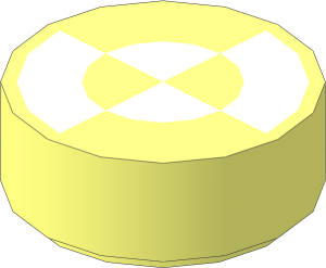 Tile  1 x  1 Round with White Quarter Circles Pattern