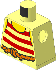 Minifig Torso with Red Horizontal Stripes and Dark Orange Rope Belt Pattern