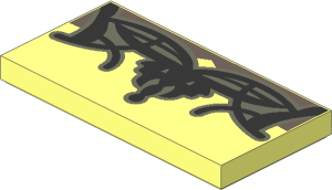 Tile  2 x  4 with Silver Tiara and Dark Brown Hair Pattern
